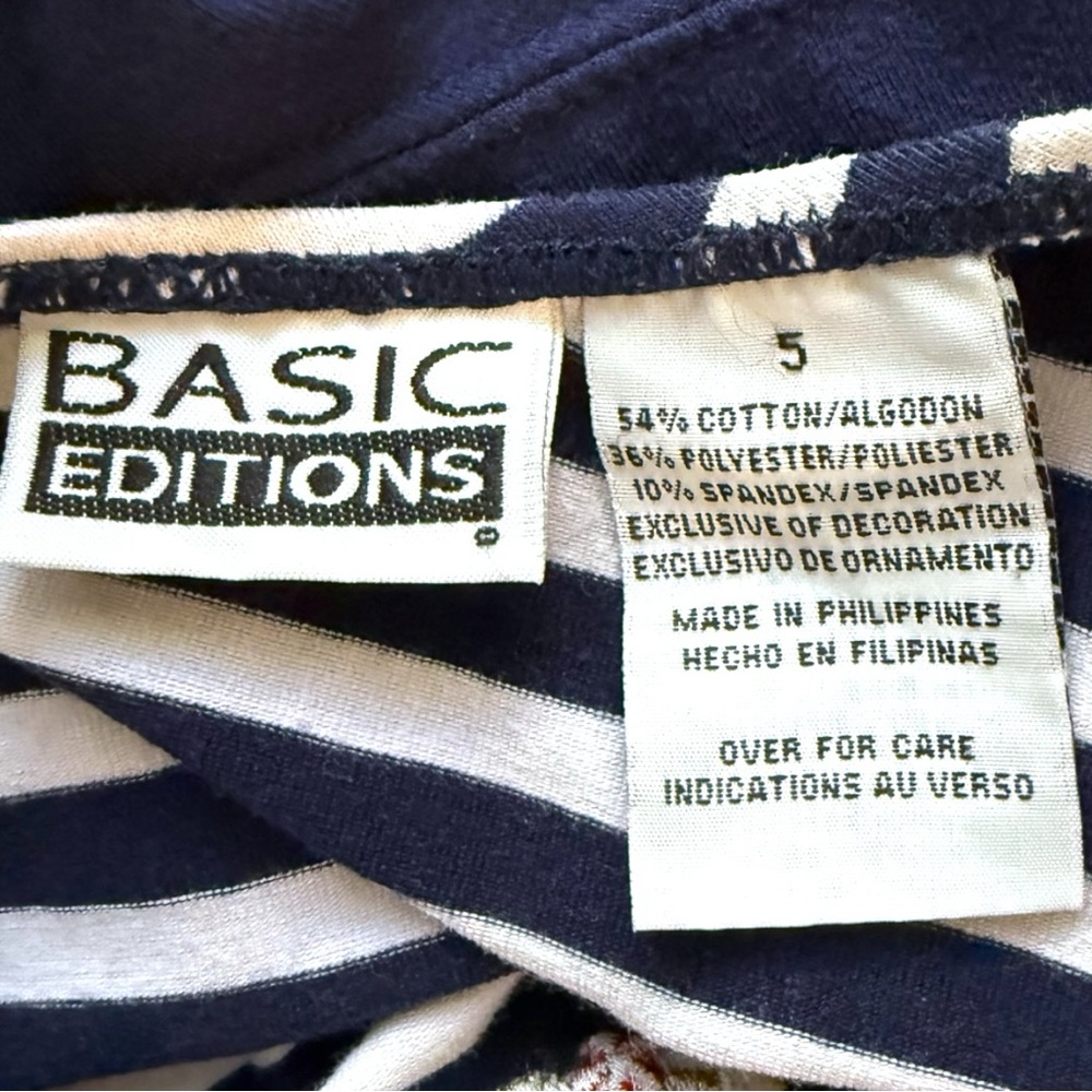 Vintage Basic Editions Nautical Anchor Dress Size 5 Navy Stripe 90s Y2K - Picture 6 of 7